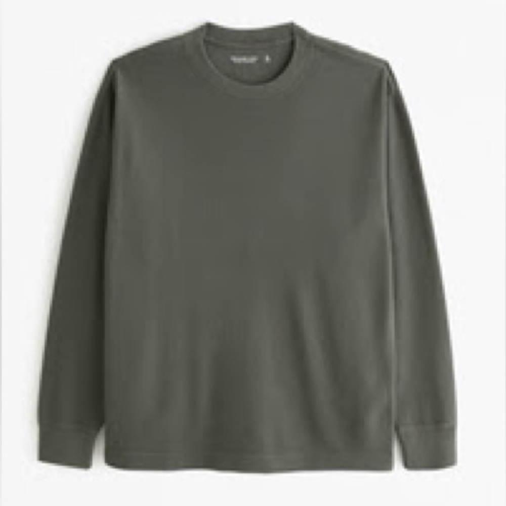 Abercrombie Long-Sleeve Grid Waffle Tee Dark Green L